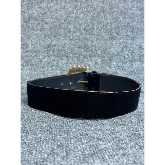 Vintage Valentino Italy XS black velvet belt leather rhinestone buckle cocktail main image 7